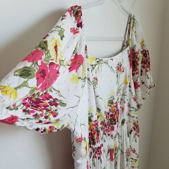 Women's Floral Fairy Boho Cottagecore Peasant Tiered Midi Dress Plus Curvy Sz16 - Picture 10 of 16